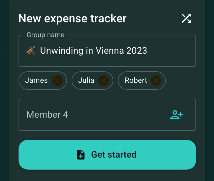 Creating a group for shared expenses